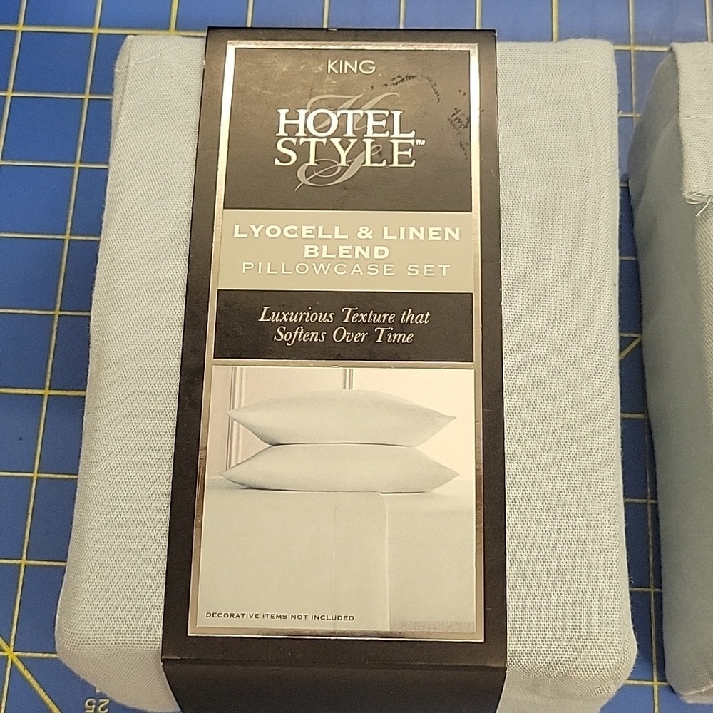 King Hotel Style Lyocell & Linen Blend Pillow Case Set of 2 in Pk Duck Egg Color